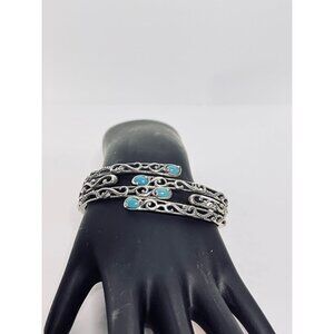 Relios by Carolyn Pollack Sterling Silver Turquois Bypass Cuff Bracelet (6227)